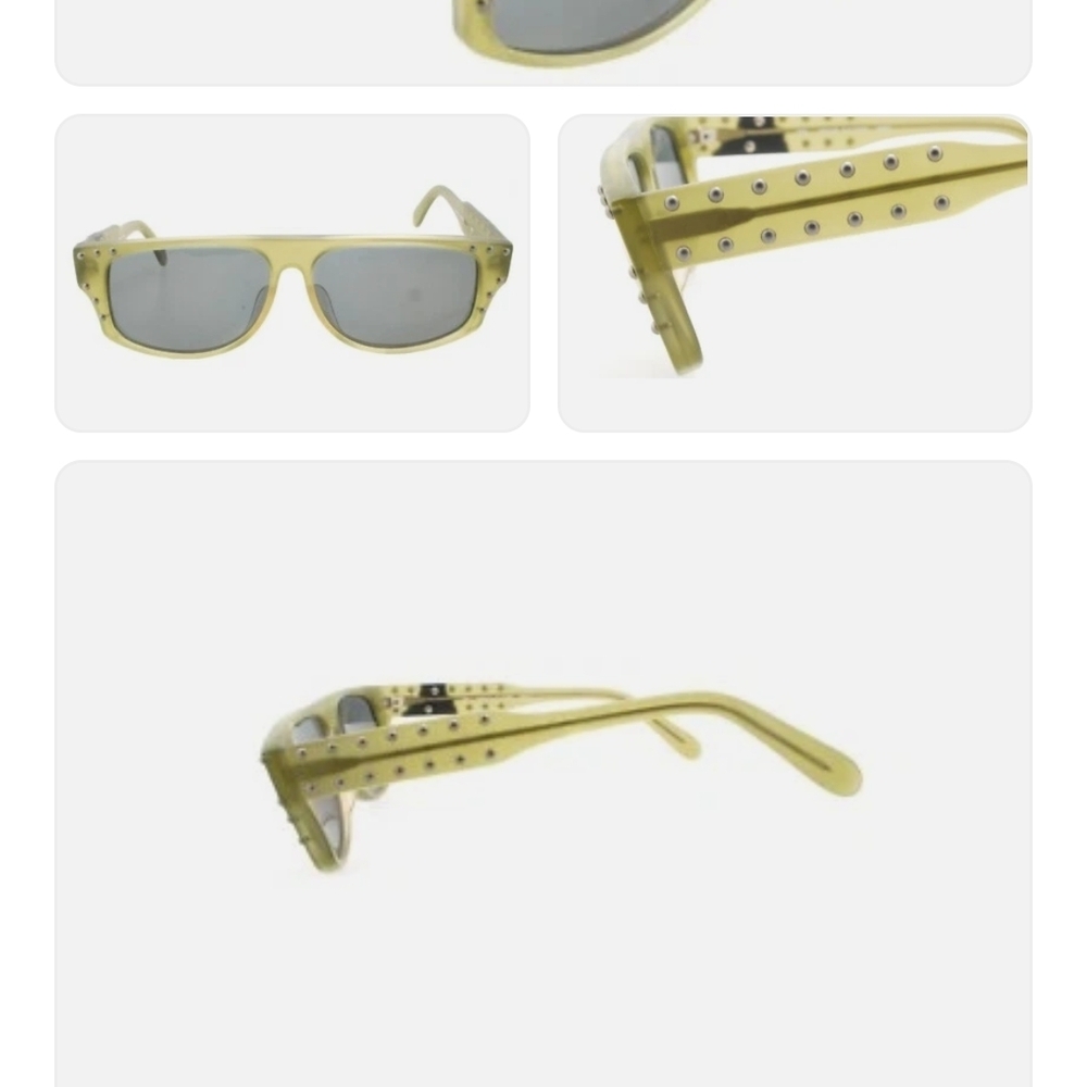 Women's Yellow Studded Rectangular Sunglasses - image 1